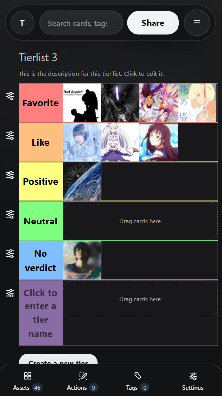 TierWorld mobile editor.